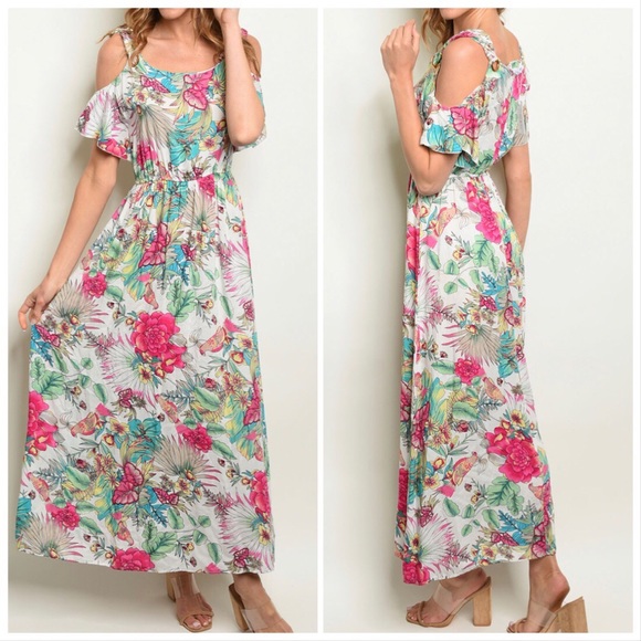 Dresses & Skirts - ⚡️STUNNING PINK WHITE FLORAL MAXI - DRESS ⚡️